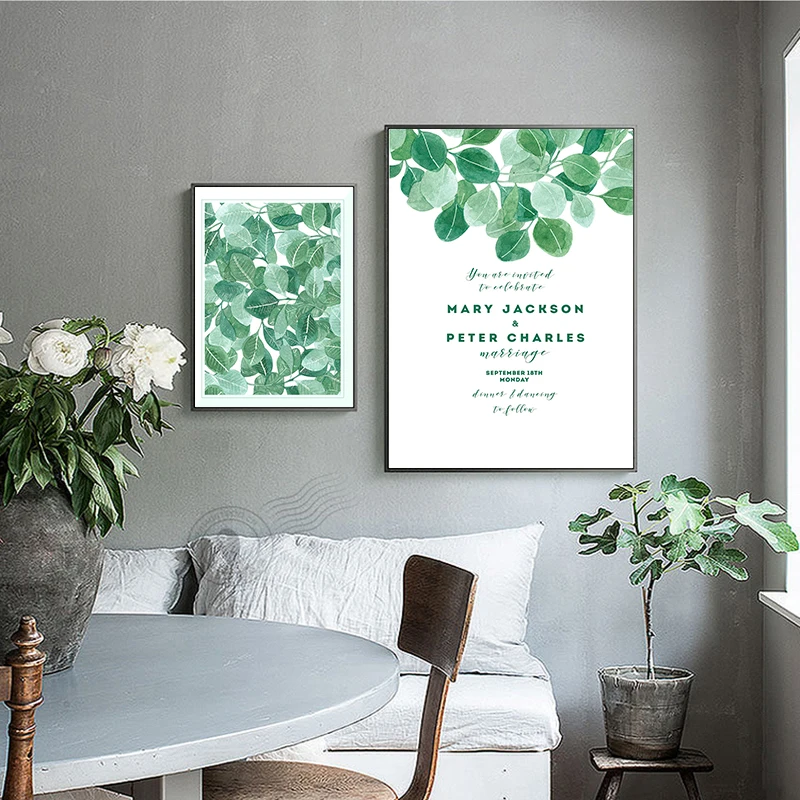  Wall Art Picture Nordic Green Fresh Green Plant Official Invitation Card Painting Art Print Poster  - 1.00001E+12