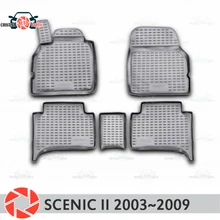 Коврики для Renault Scenic 2003~ 2009 rugs Нескользящие полиуретановые грязи защиты интерьер автомобиля средства укладки волос