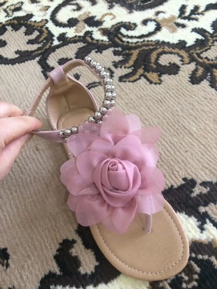 mesh floral embellished beaded flat sandals