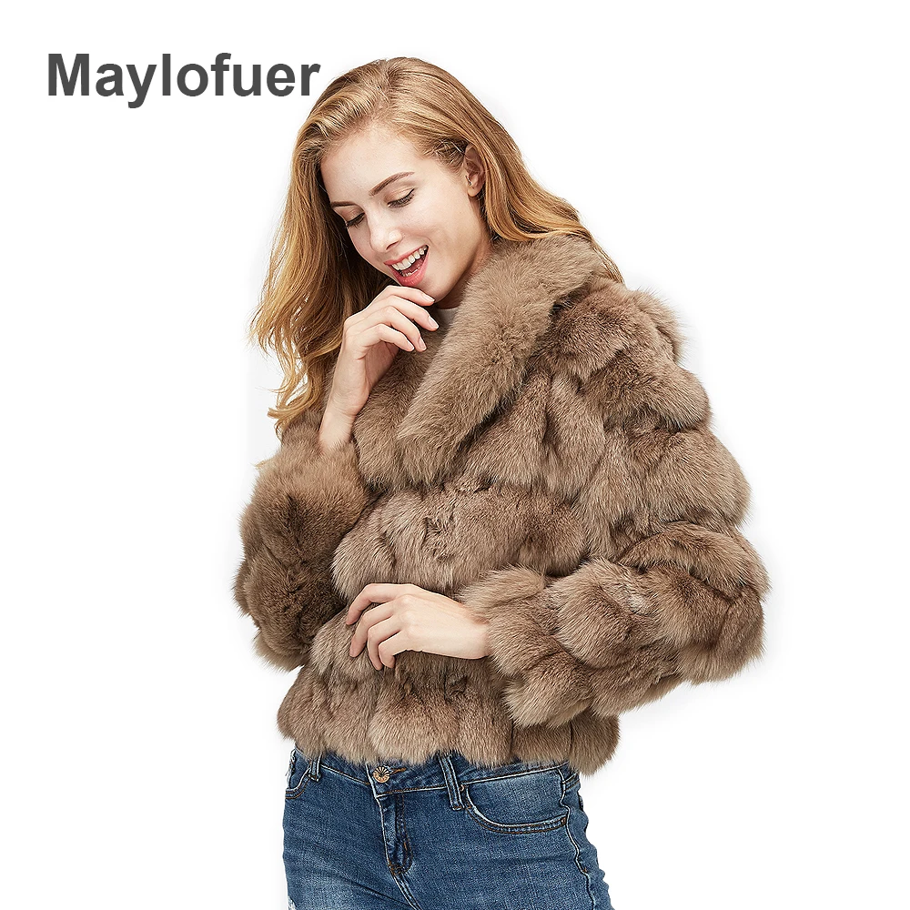 Maylofuer 100% Real Natural Fox Fur Coat Women Jacket Leg Big Full Pelt Collar | Женская одежда