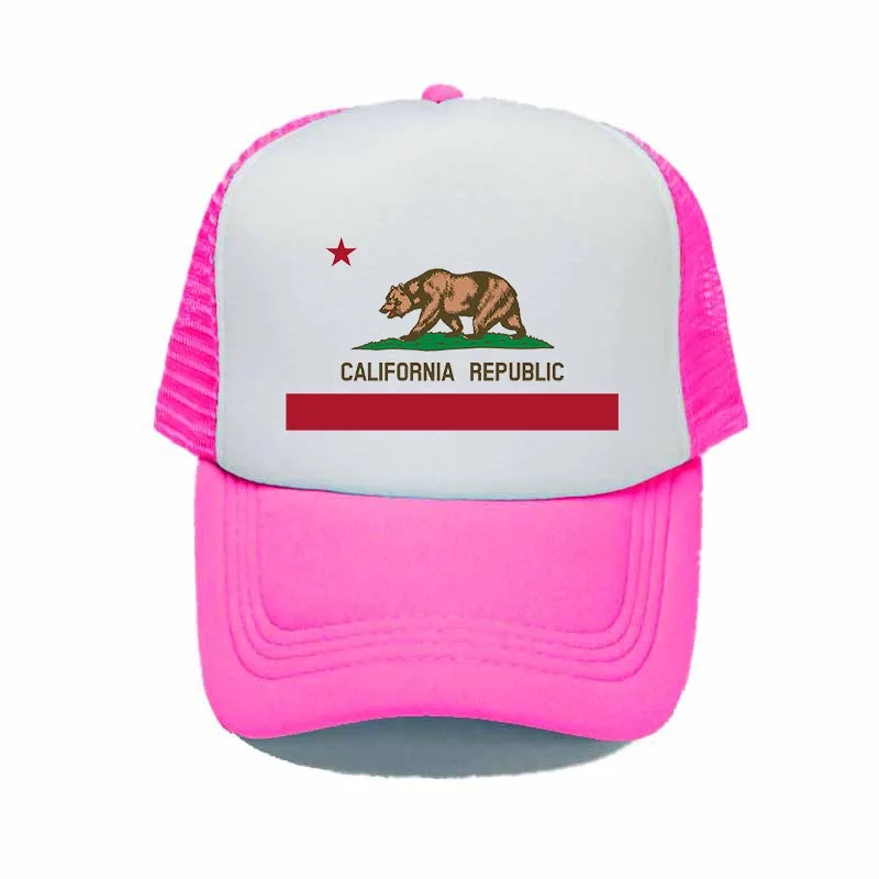 Калифорнийский медведь Кепка-тракер Кепки Для женщин Для мужчин Калифорнийская Республика бейсболка с флагом, головной убор в хип-хоп стиле, крутая бейсболка забавная летняя сетчатая Кепка YY312 - Цвет: YY31206