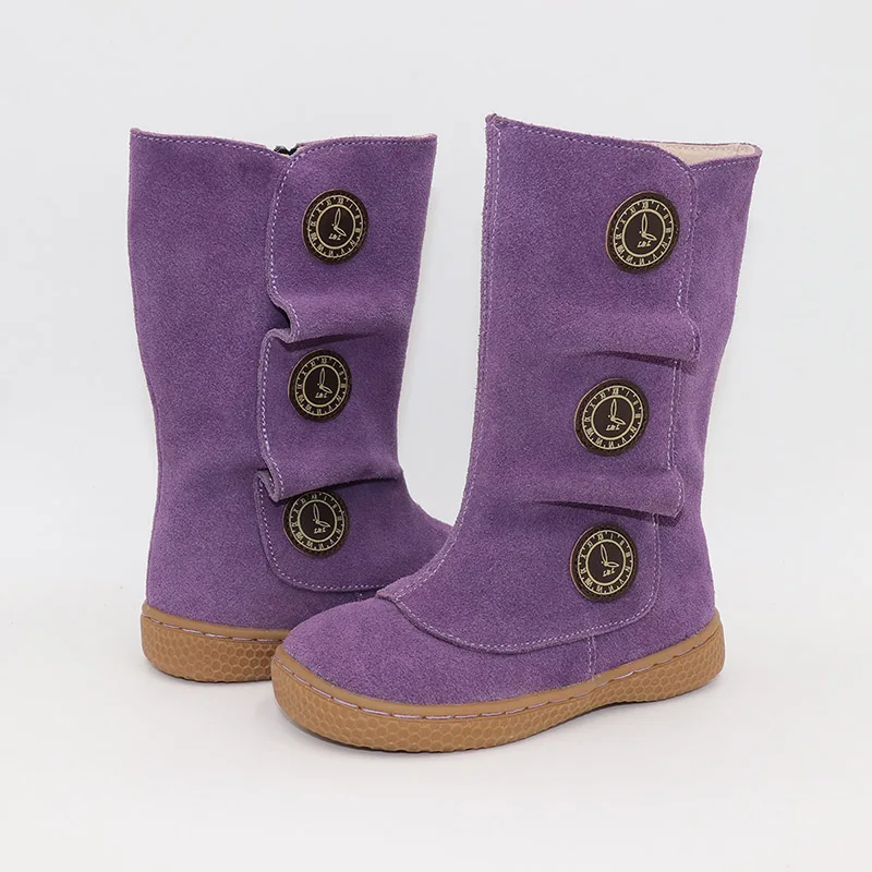Детские ботинки для детей; Новинка; зимняя детская обувь принцессы; нескользящая обувь на плоской подошве с круглым носком для маленьких девочек; милые ботинки - Цвет: Purple