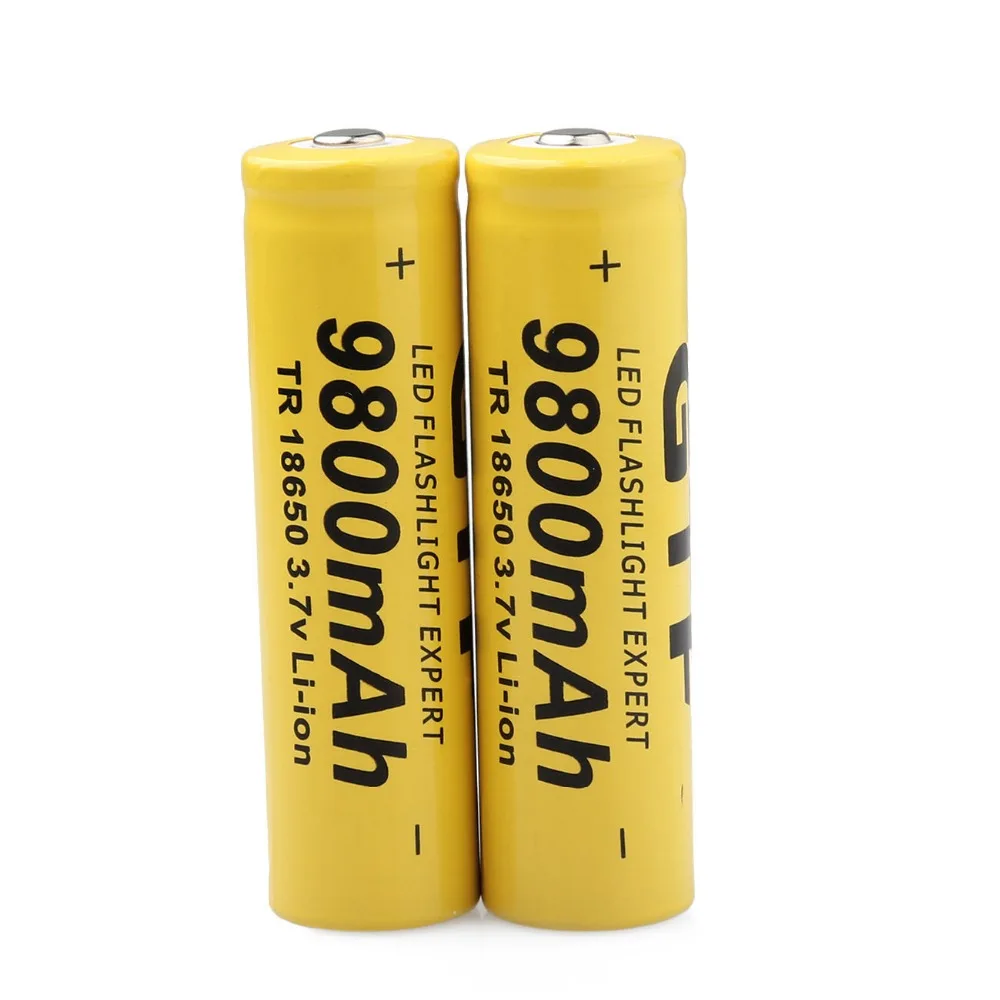 GTF 2 шт 18650 9800 mAh 3 7 V литий ионная аккумуляторная батарея для фонарика + EU li ion