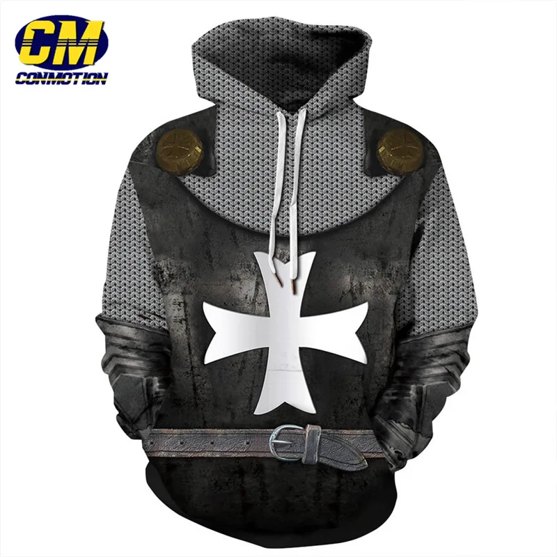 Cool Crusader Armor Print Casual Hoodie-in Hoodies & Sweatshirts from Men's Clothing on 