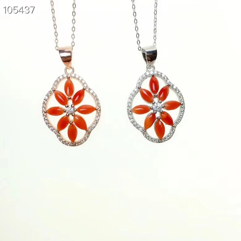 

KJJEAXCMY boutique jewelry 925 sterling silver natural red coral female pendant necklace support test 6