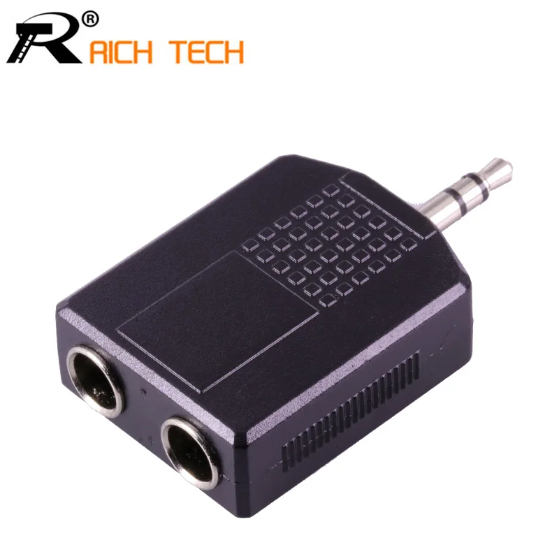 

10Pcs Nickle-Plated Jack 6.35 MM Plug Connector 3.5mm Stereo Plug to 2x6.3 mono Female Jack Earphone Adapter