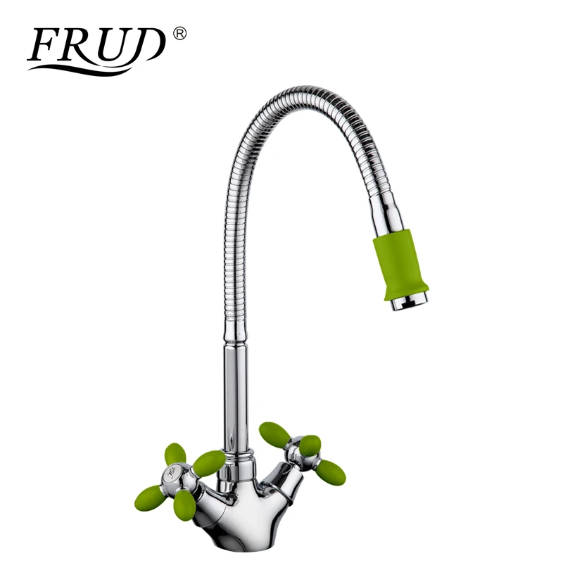 

FRUD New Green Flexible Kitchen Tap Sink Drinking Faucet Single lever Hole Water Tap Kitchen Faucet Cold and Hot Tap R43127-6