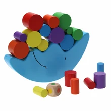 

1 Set Wooden baby Toy Building Blocks moon colorful balance Exercise game best gift for baby kids wood toys