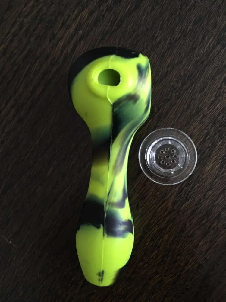 black and yellow silicone pipes with glass bowl for weed