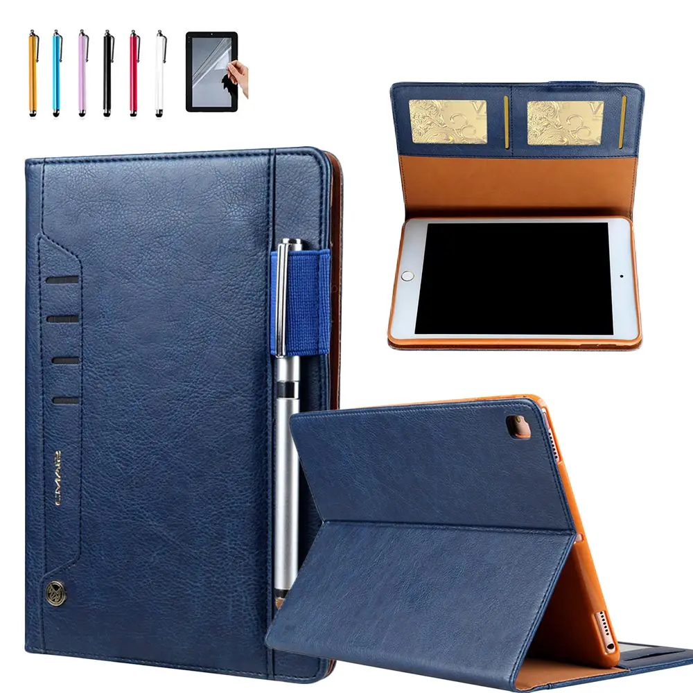 

Tablet Case With Card Slots & Pencil Holder For iPad 9.7 2017/2018/Air/Air 2/ Pro 9.7 PU Leather Flip Stand Sleep/wake Cover