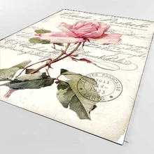 Else, розовый, Ретро стиль, розы, Зеленый лист, 3d принт, не скользит, микрофибра, для гостиной, декоративный, современный, моющийся коврик