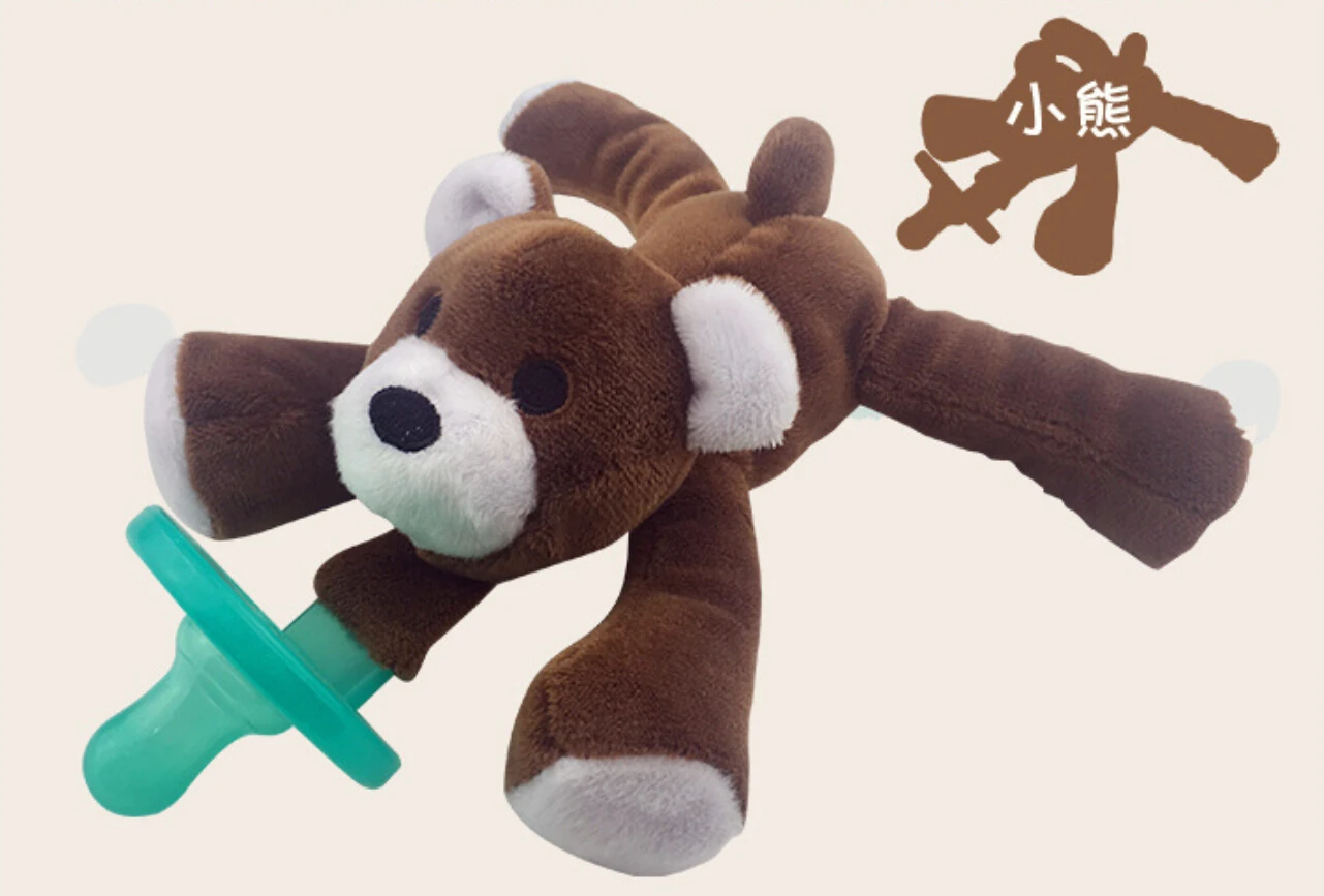 Коричневый Pudcoco 9 видов стилей прекрасный мультфильм для младенцев силиконовые пустышки с плюшевой животной игрушки куклы детские соски - Цвет: Коричневый
