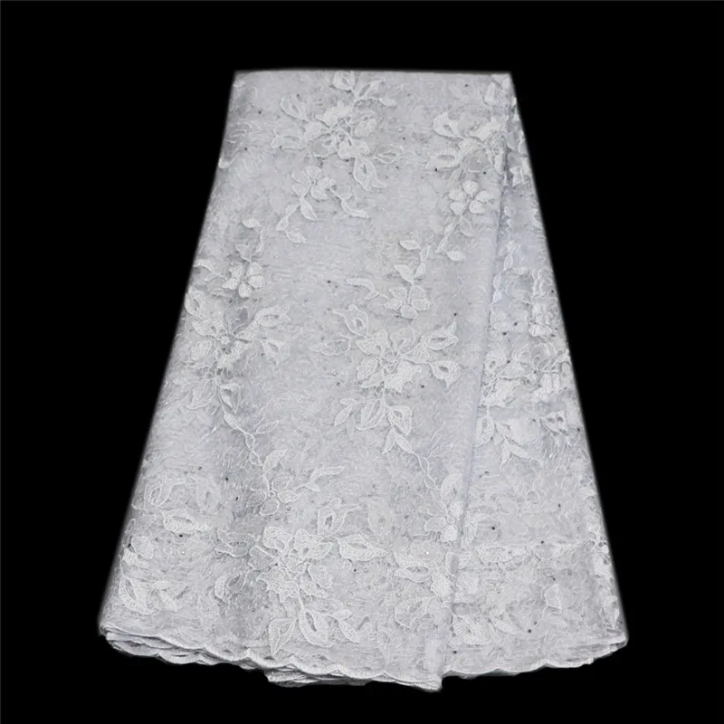 

Latest High Quality African Tulle Lace Fabric 2018 African Material White Embroidered Stones lace Trimmings For Sewing HJ1063-1