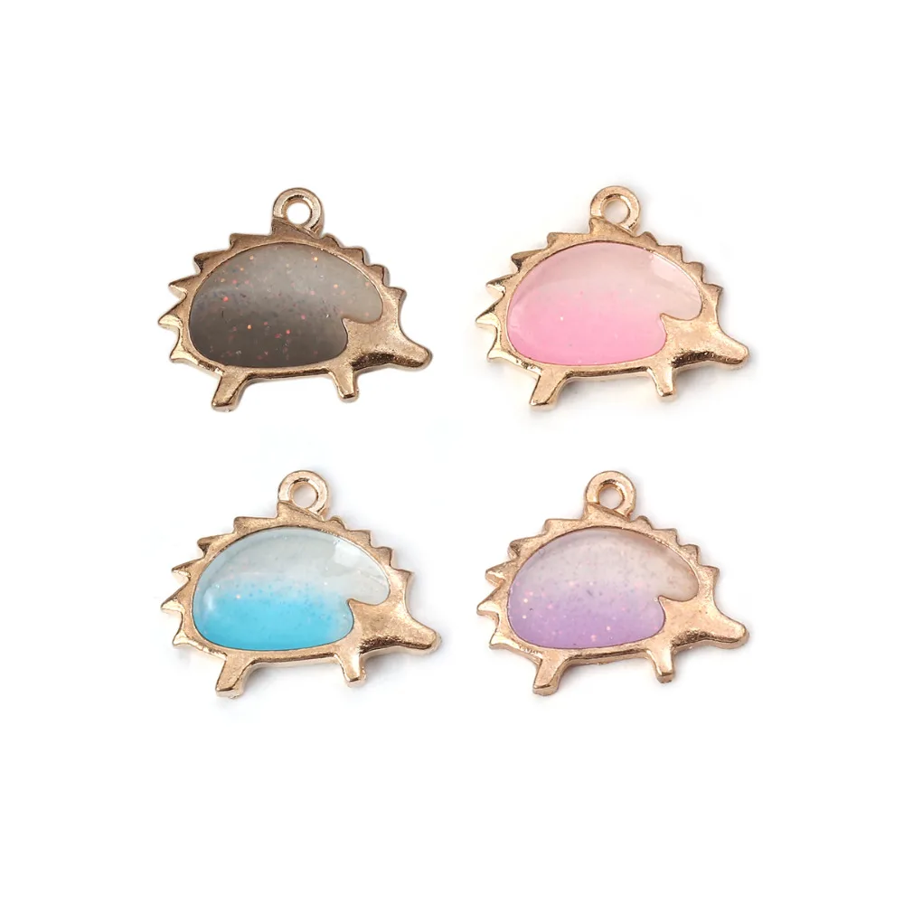Doreen Box цинковый сплав талисманы Kawaii Hedgehog эмаль блестящие Подвески 21 мм (7/8 дюйма) x