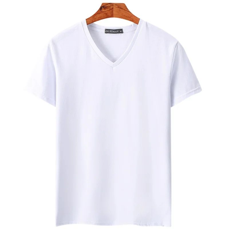 

C1001 2018 summer new men's fashion casual v-neck pure color big size short sleeve T-shirt free shipping cheap wholesale