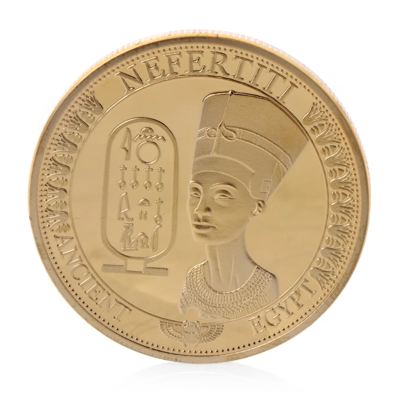 

Gold Plated Ancient Egypt Nefertiti Commemorative Challenge Coin Collection Gift