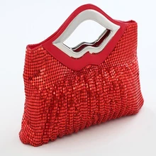 Women Lip Shaped Handle Shiny Sequins Shoulder Bag Zipper Tote Banquet Handbag Bolsa bolso Gold Color borsetta For Party Mujer