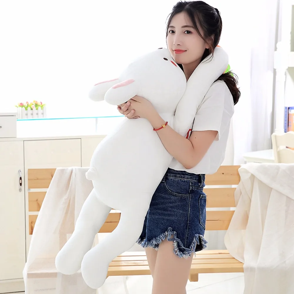 Cartoon Kneeling Sleeping carrot white rabbit plush pillow toys for children gift Bedroom cushion toys for children xmas gift
