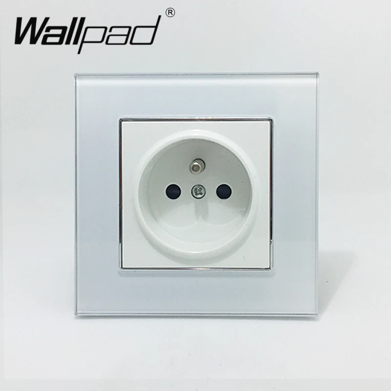 EU French Socket Wallpad Crystal Glass Panel 110V 250V 10A 16A EU