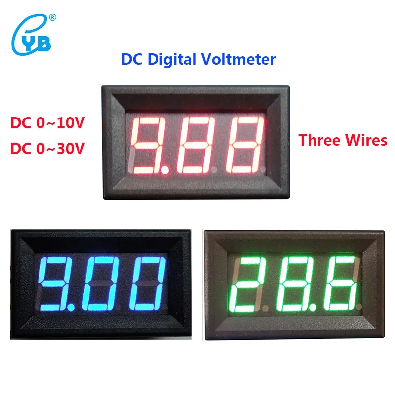 YB27 DC Digital Voltmeter DC0 10V 0 30V Three WireS LED DC Digital