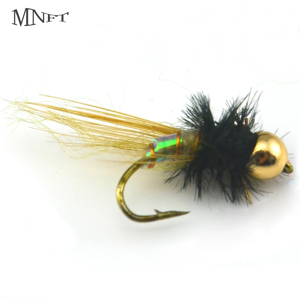 MNFT 10PCS 12 Brass Beads Head Midge Fly Fishing Bait Flies Baitin