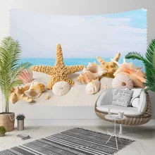 Else Blue Sky Tropical Beach Sand Sea Stars Shells 3D Print Decorative Hippi Bohemian Wall Hanging Landscape Tapestry Wall Art