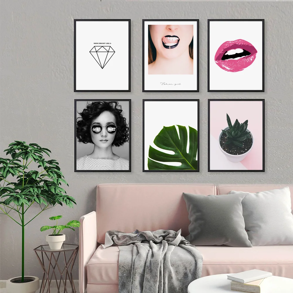 Fashion Girl Wall Art Canvas Poster Print Nordic Style Modern Home Room Decor 