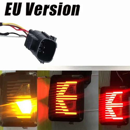 Светодиодный задний светильник s 2007- для Jeep Wrangler JK с тормозом заднего хода желтая стрелка поворотный сигнальный светильник задний фонарь в сборе - Цвет: EU version