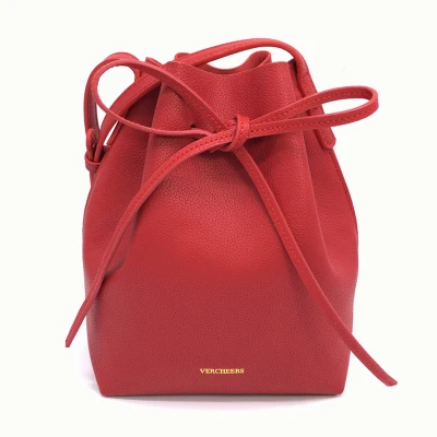 Bow bucket bucket bag European and American fashion belt wild shoulder bag female 2018 new retro Messenger bag