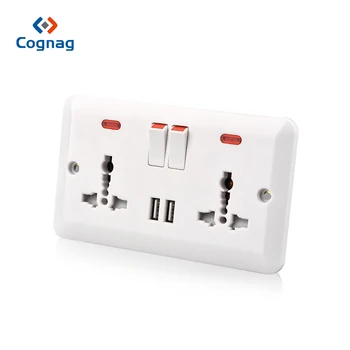 

Dual universal power 2 gang multi functional socket receptacle outlet twin USB wall plate socket