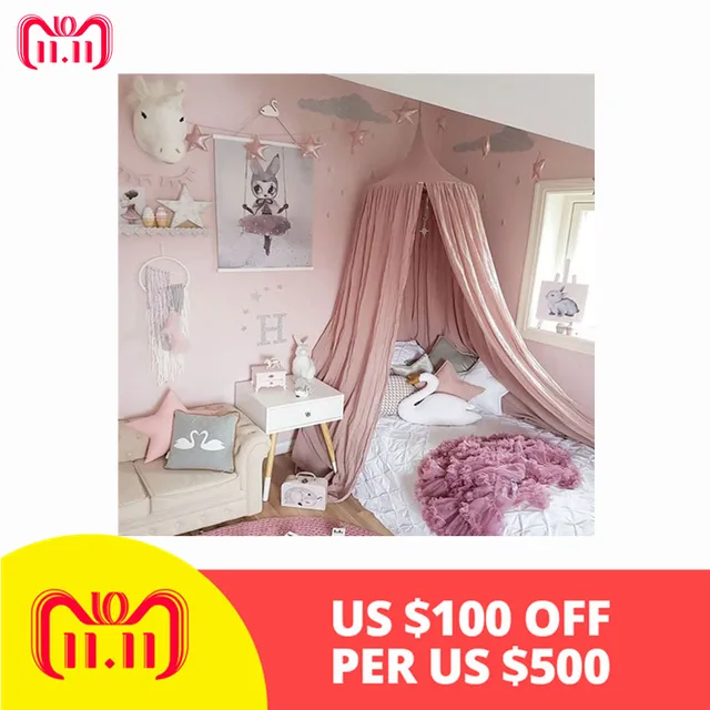 New Hanging Kid Bedding Round Dome Bed Canopy Bedcover Mosquito