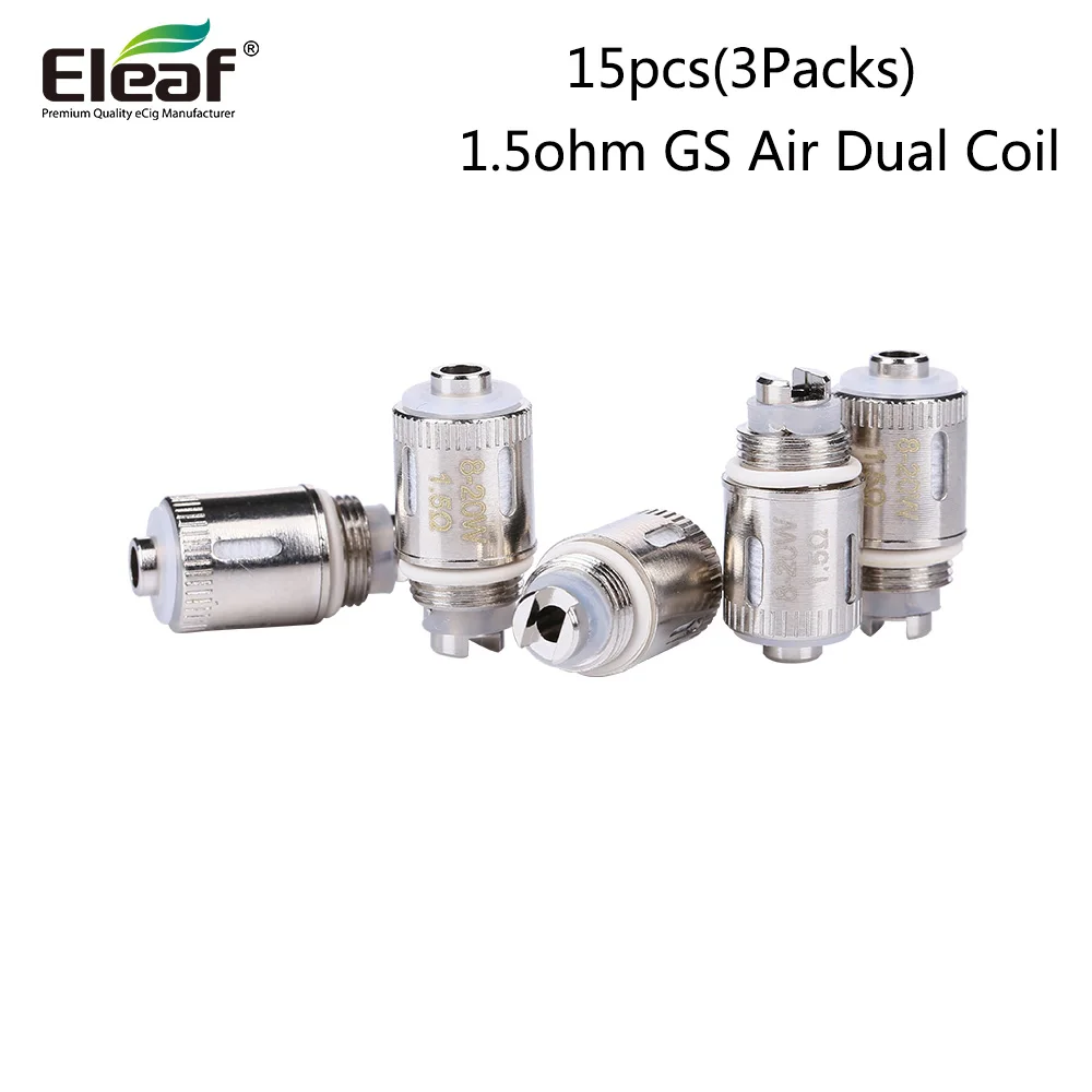15 шт. Eleaf катушка 1.5ohm GS Air двойная головка Vape 20 Вт электронная сигарета атомайзер