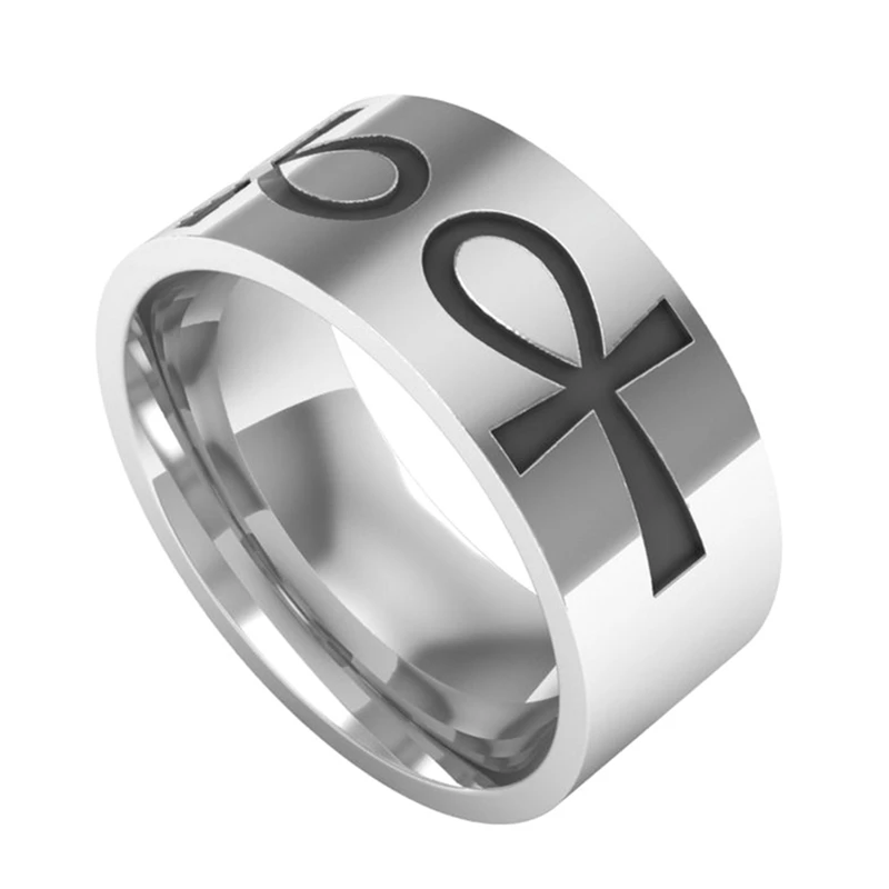 Новая мода разделяемый Египетский крест Анкх крест кольцо персонализированные серебряный цвет нержавеющая сталь обручальные кольца ювелирные изделия подарки