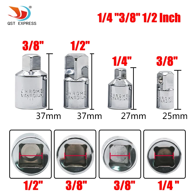 4Pcs 1 4 3 8 1 2 Inch Drive Socket Adapter Reducer Joint Drive Air 