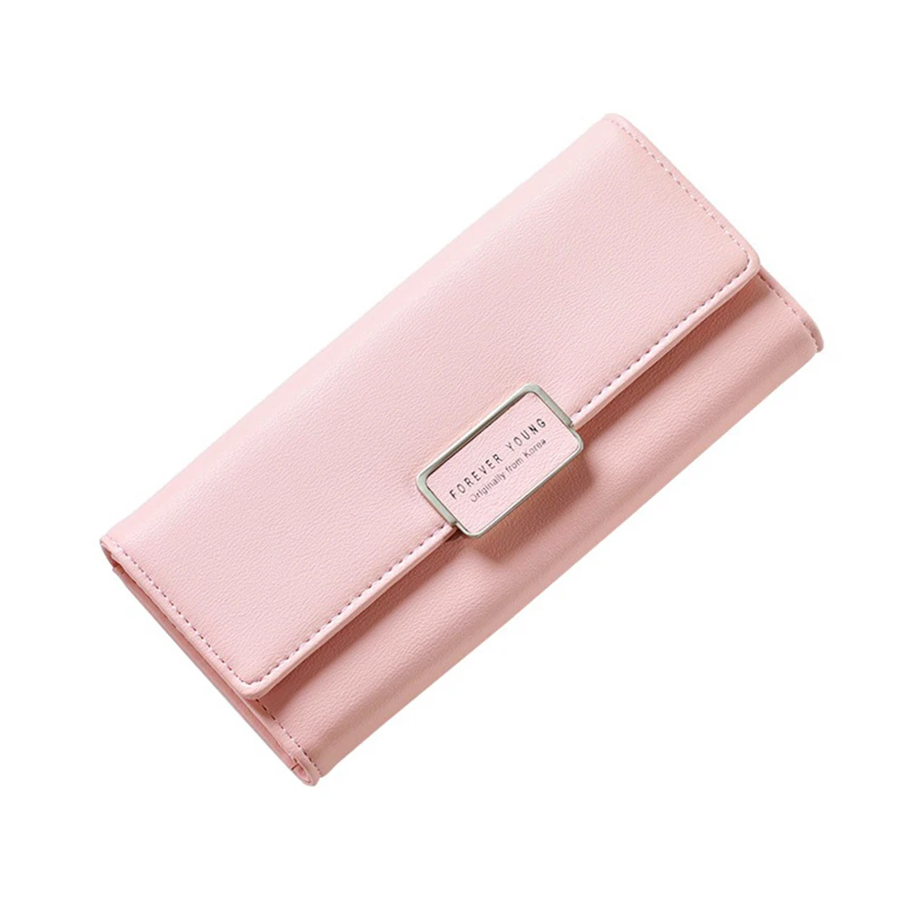 

Lady RFID Blocking Trifold Long Wallet Multicard Slots Faux Leather Clutch Purse