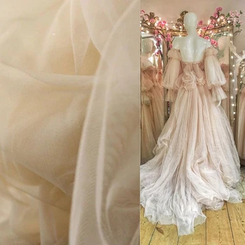 

Soft Ivroy Gauze Lace Fabric Shade Lace Mesh Tulle Fabric Tissus by the Yard