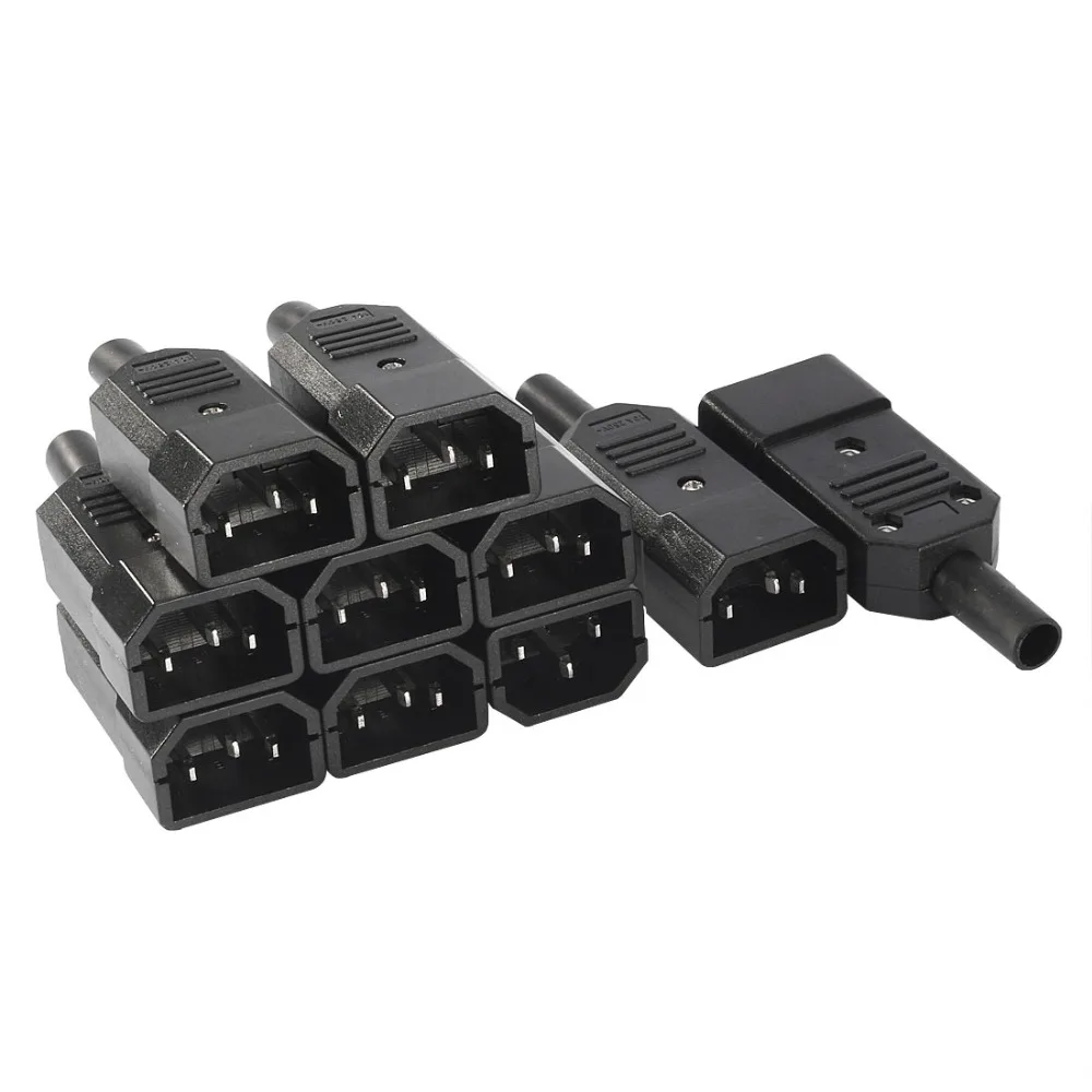

UXCELL 10Pcs AC250V 10A Male 3Terminals Panel Mount IEC320 C14 Power Socket Adapter Connector For UPS Vehicle Power Supply