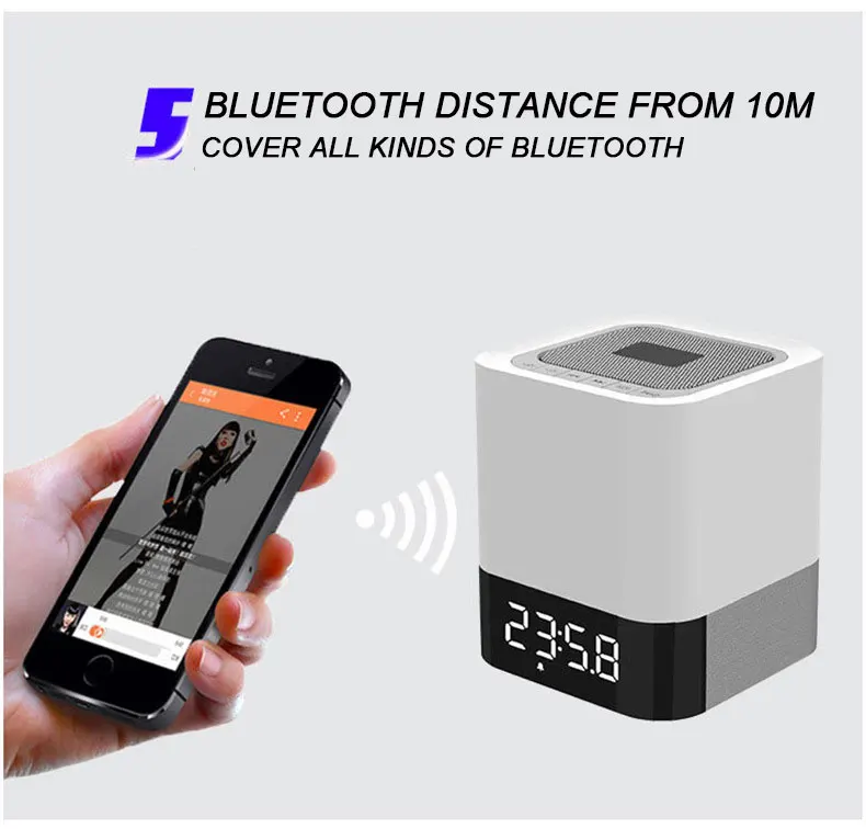 Беспроводной сенсорный датчик Bluetooth динамик для Xiaomi Xiomi iPhone AUX светодиодный светильник будильник стерео Саундбар TF карта динамик s