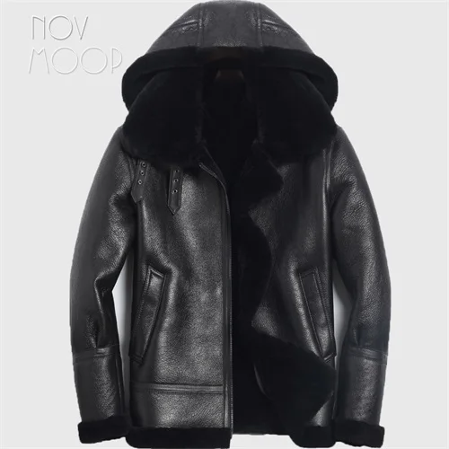 Зимние теплые мужские Куртки из натуральной овечьей кожи черного и ...