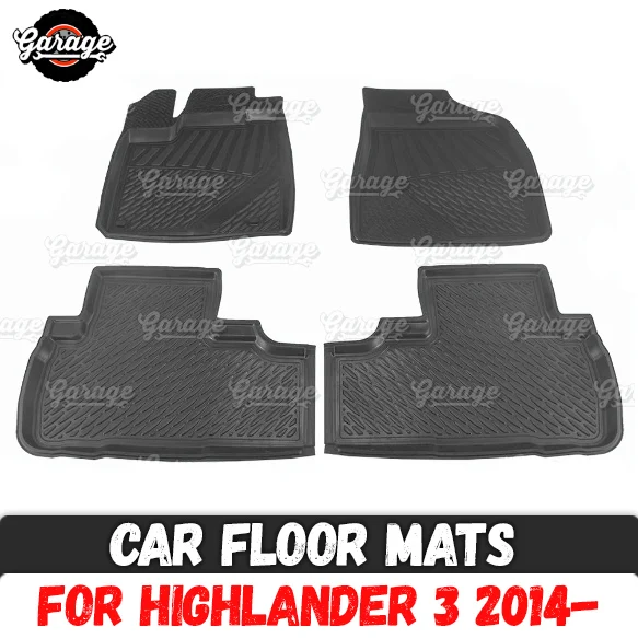 Car Floor Mats Case For Toyota Highlander 3 2014 Rubber 1 Set 4