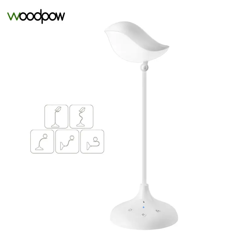 

Woodpow Bird Rechargable LED Table Lamp Dimmable and Foldable Desk Lamp Light With HiFi Bluetooth Speaker Hand Free Function