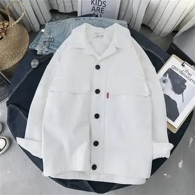 Obrix Female Autumn Spring Loose Casual Style Jacket Square Collar V-Neck Full Sleeve Buttons Pockets Streetwear Jacket - Цвет: Белый