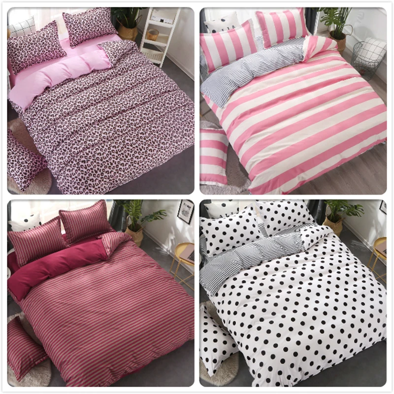 

Black White Dots Stripe Classical 3/4 pcs Bedding Sets Soft Cotton Duvet Cover Bed Linens Adult Kids Single Queen Twin King Size
