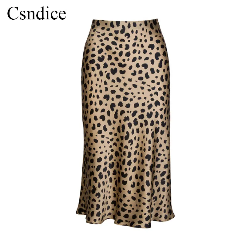 

Women's Casual Leopard Print Skirts 2019 Summer High Waist Chiffon Skirts Trim A Line Midi Skirt Streetwear