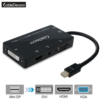 

Mini DisplayPort to HDMI VGA DVI Adapter MINI DP Thunderbolt 2 Adapter converter 4 in1 Audio male to Female Cable for macbook