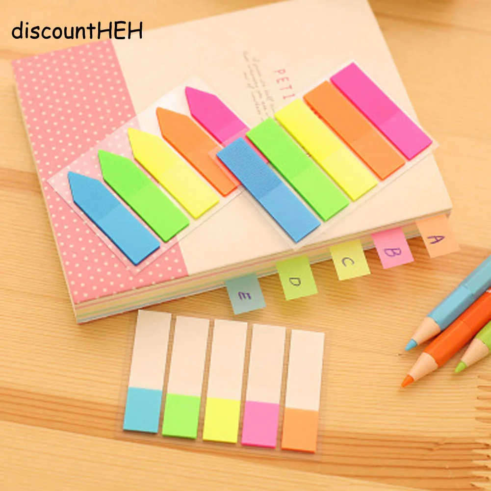 

Cute Kawaii PET Memo Pad Notepad Stationery Sticker Fluorescent Sticky Notes Office School Supplies 5 Colors!!!