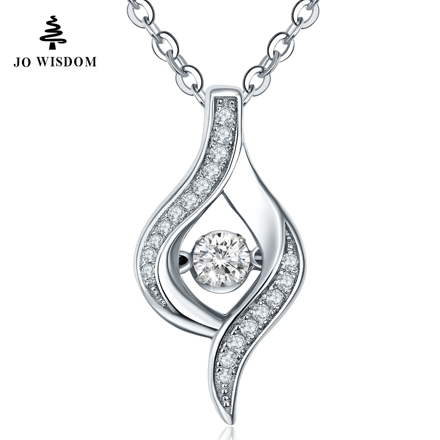 JO WISDOM Hot Sale Silver Necklaces for Women with Natural Topaz Dancing Stone Colar Kolye ...