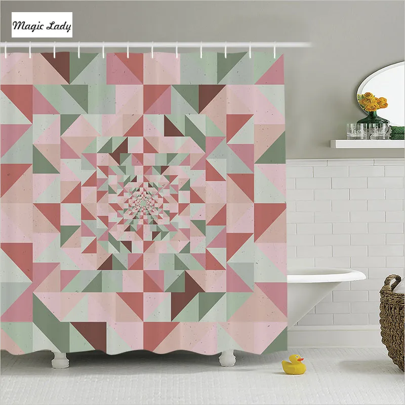 Shower Curtain Pink Bathroom Accessories Geometric Triangles Shower Curtain Pink Bathroom