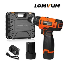 LOMVUM Hot Sale 16VDouble Speed Multi-function Cordless Screwdriver Lithium/ Battery Electric Double Speed Adjustment Mini Drill voto ac 100 240v cordless 12v electric drill screwdriver with adjustment switch and two speed adjustment button for punching