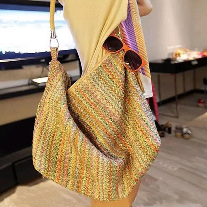 Women Handbag INS Popular Female Tassel Summer Beach Straw Bag Lady Large Casual Tote Weave Shoulder Bag Travel Bolsa SS3157 (9)